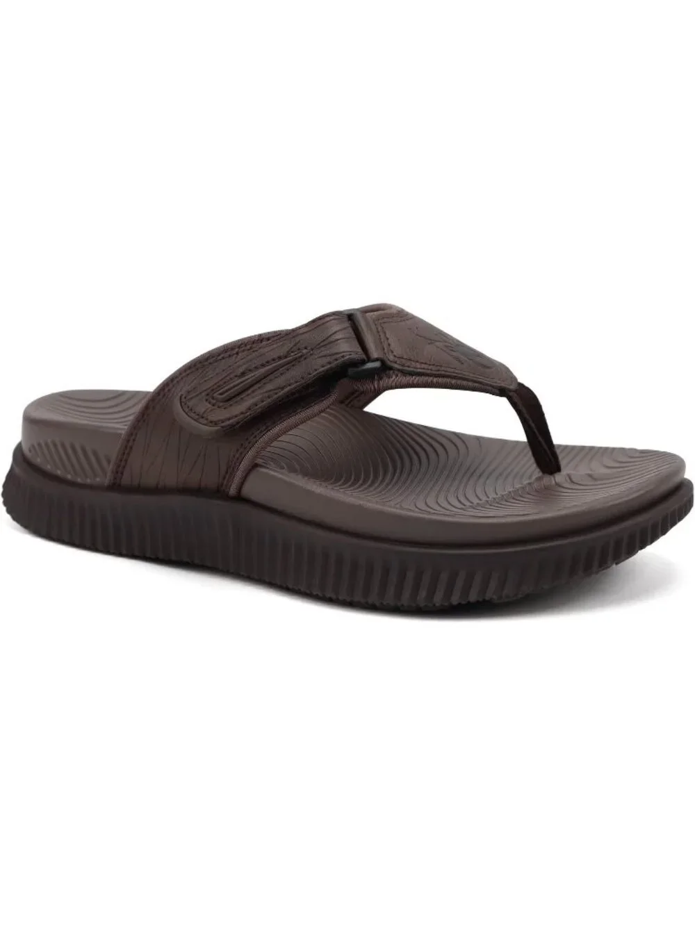 Men's Dark Brown Orthotic Flip Flops Athletic Recovery Soft Foam Sandal Shoes
